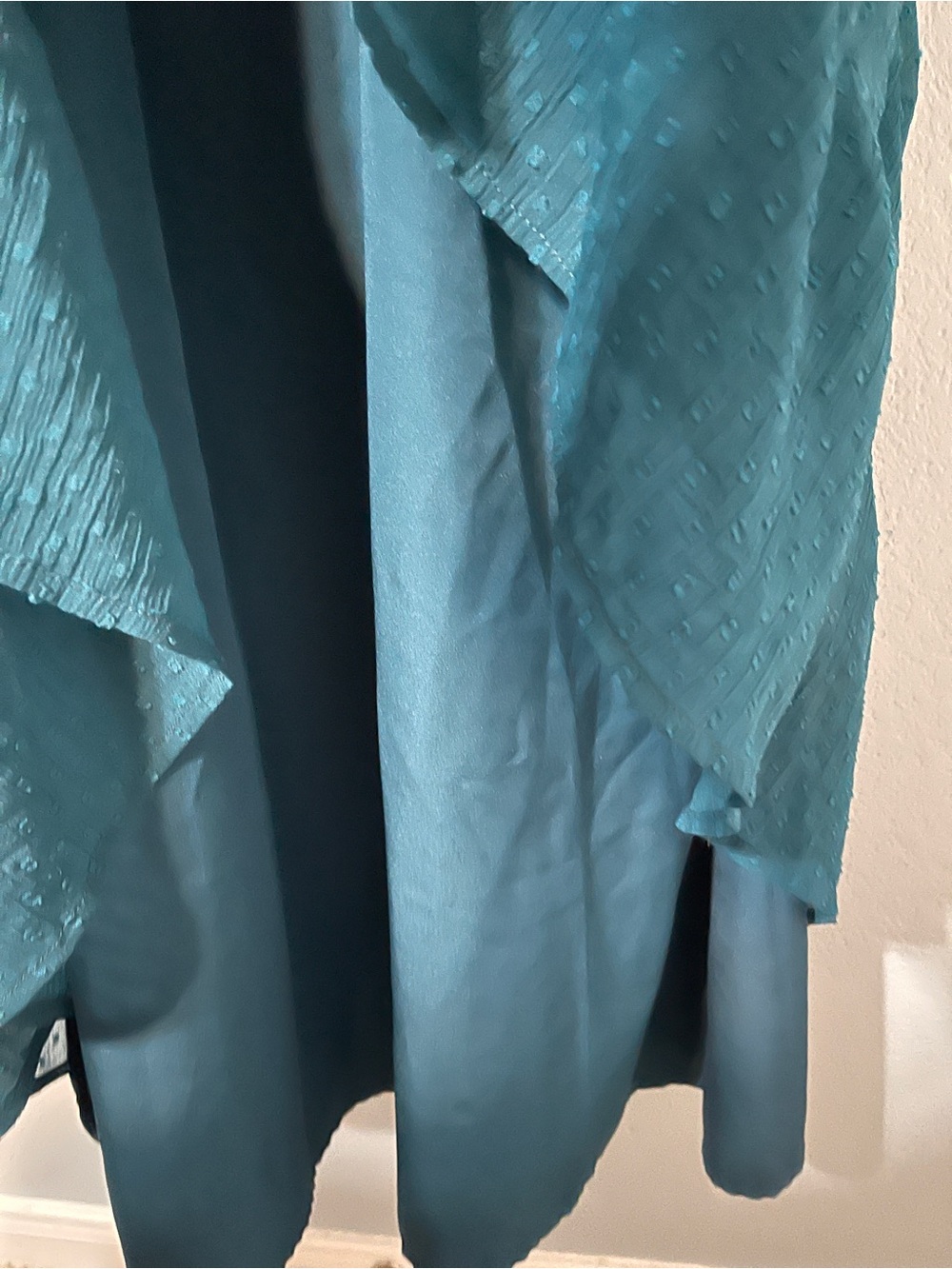 Antheaa Teal Embroidered Swiss Dot Tiered Midi Dress Puff Sleeve Boho Medium - Picture 5 of 7